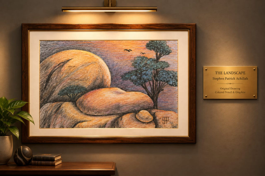 The Landscape, colored pencil and graphite, by Pastor Stephen Patrick Achillah